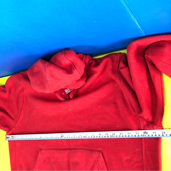 Nike Center Check Center Swoosh Hoodie Size L Red Hooded Sweatshirt - Picture 8 of 9